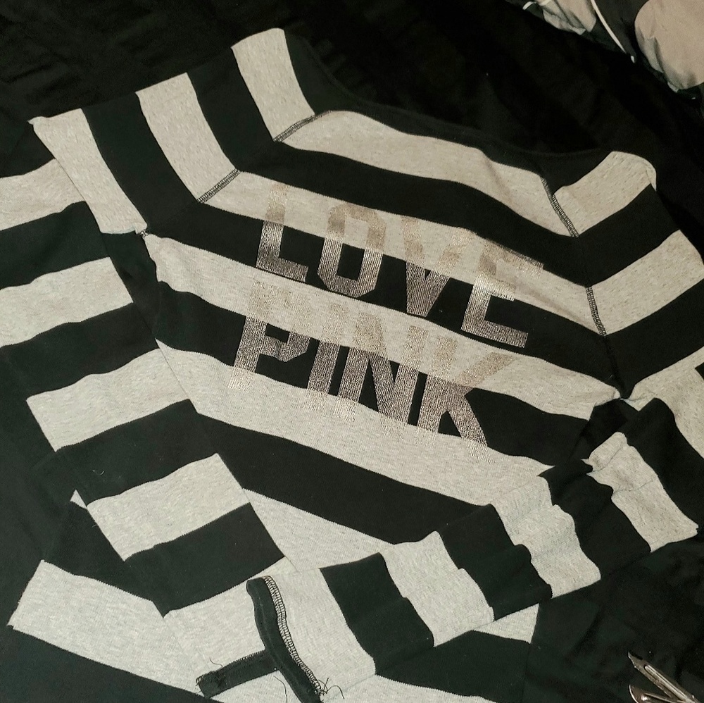Black n grey striped PINK